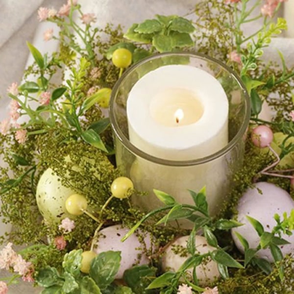Påskägg Ljusstake i glas, Kreativa påskljusstakarringar med dekorativ  blommig äggkrans, miniljusstake och skumfot till hemmabord c2bf | Fyndiq