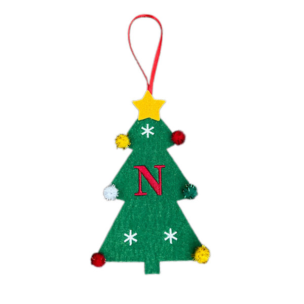 Nye filt juletrpynt 2024 Mini juletrbroderi Engelsk bokstav julepynt Små hengende deler Christmas Tree [N