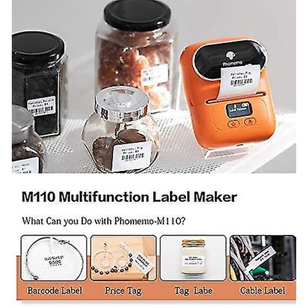 Labelprinter Ministregkodeprinter Labelmaskine, Bluetooth termisk labelprinter