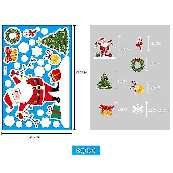 Glædelig Jul Vægstickers Elektrostatisk Vindue Glas Sticker Julemand Elg Gave Julepynt Til Hjemmet Julepynt