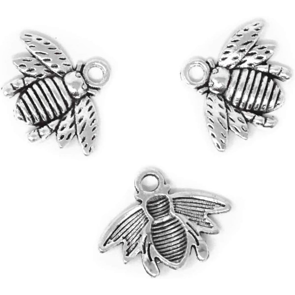 50 st Legerade Bee Bee Berlockhängen, Tillbehör för att tillverka smycken, 21x16 mm (silverton)