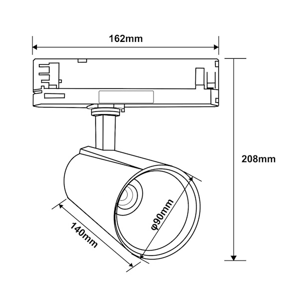 30 Watt LED Spårlampa 3-fas 4-ledare Rotationsbar & Svängbar Spårlampa 3000k Varmvit 280