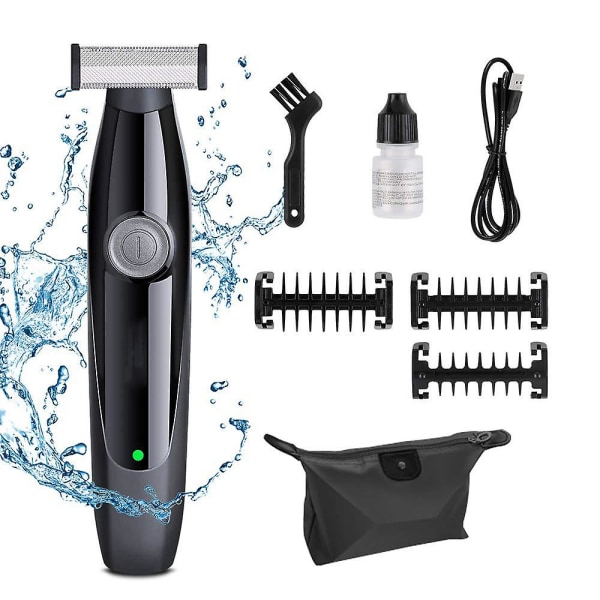 Elektrisk trimmer och rakapparat för män, Ipx7 vattentät våt- och torrkantskärare - för ansikte, kropp, skägg, hår, mustasch med 3 kammar 1 mm, 3 mm, 5 mm)