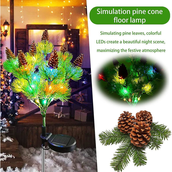 2-pack Solbelysning Tall Ljus Utomhus Träd Stakes Ljus IP65 Vattentät Sol Gräsmatta Lampa Flerfärgad Tall Ljus Auto På/Av Landskap Stakes Ljus (di Man)