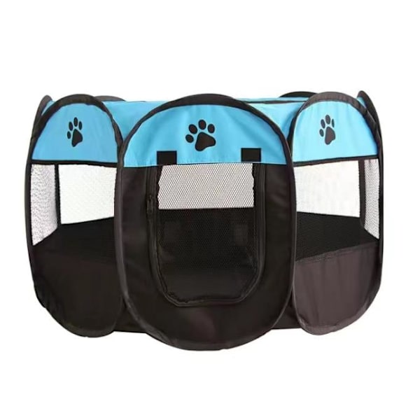 Foldbart Hunde Kat Legehus, blå, sort, 72*72*45cm