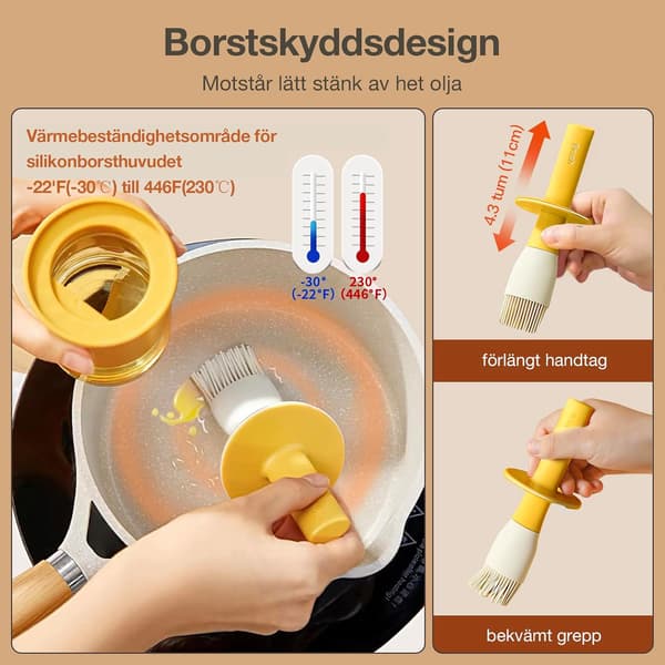 Oliedispenserflaske med varmebestandig børste, oliedispenser af glas til køkken, oliebeholder og kagebørste til madlavning, grill, eddike, S-14418