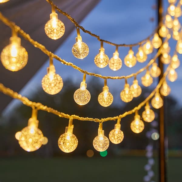 Bubble Ball LED Varm Lyskæde, 10m 100 LED'er, Plug-in Udendørs Julebelysning 10m