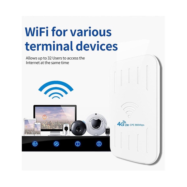 Vandtæt udendørs 4g wifi router 300mbps wifi forlænger med simkort 3g/4g Lte router lang rækkevidde 1 White