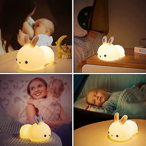 Nattlampa för barn, kaninlampa Söt lampa, nattlampor för barn för sovrummet, uppladdningsbar nattlampa för baby , för tonåringar Toddler Barn Söt Gif [gratis frakt