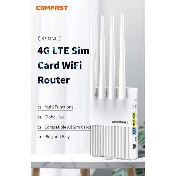 Comfast Wireless Lte Mobile Hotspot Router Wifi 4g Router Med Simkort White CF-E3 V3