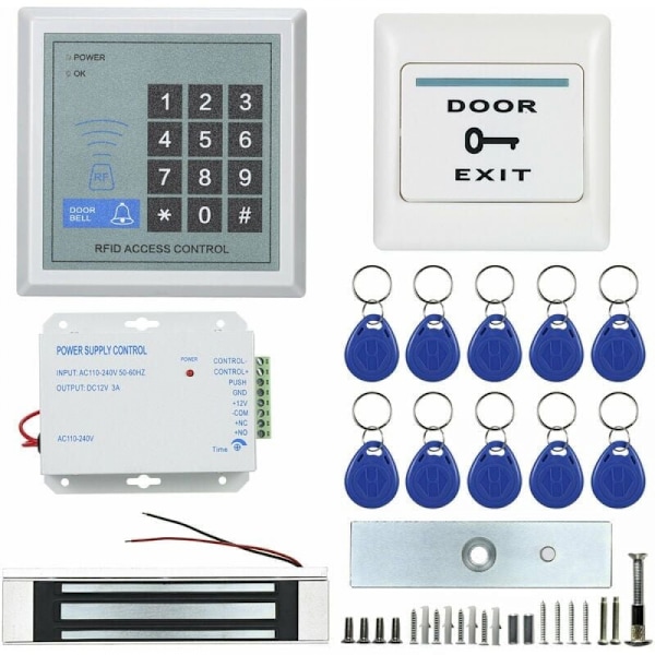 Kulunvalvontajärjestelmä, sopii lasiovelle, elektroninen magneettilukko, ID-kortti, 1 setti