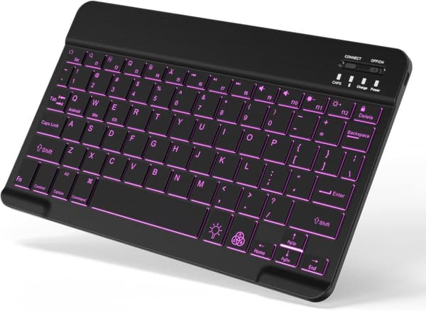 Bakbelyst trådløst Bluetooth-tastatur, bærbart og oppladbart for Android-nettbrett og smarttelefon