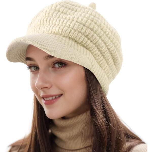 Damer Vinterhatte - Varmt Strikket Visirhat Damer Fleeceforet Varmt Fleece Spids Beret 1