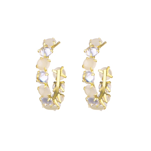Mote oval opal hoops øredobber for kvinner fest jenter temperament tilbehør unike øredobber gave