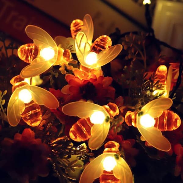 1 stk. solcellehagelys, 5M Bee Fairy String Light 8 moduser Vanntett utendørs/innendørs hagelys (hvit) B