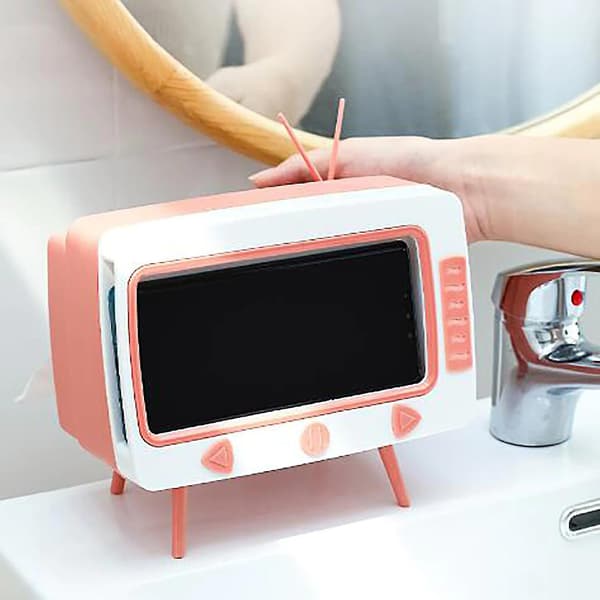 Tv Tissue Box Mobiltelefon Stand Desktop Tissue Hållare