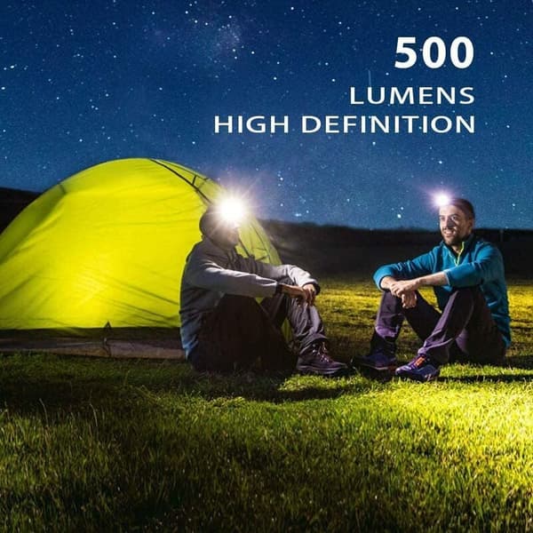Hodelykt 500 Lumen USB Oppladbar Hodelykt, Ultra Lys Lett LED Løpehodelykt for Løpere, Regntett, Sensor LED Hodelykt, Hode B