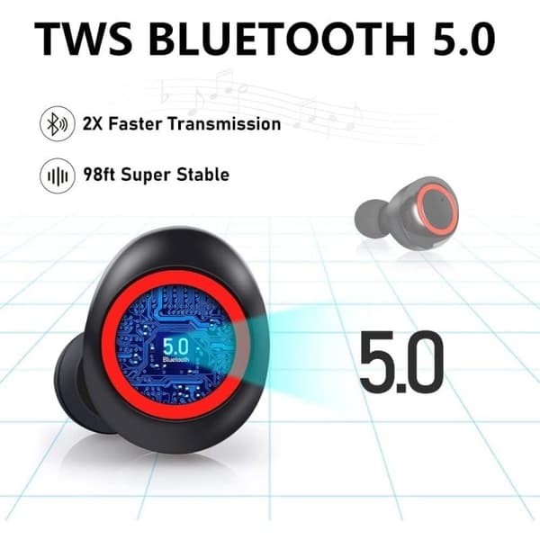 Bluetooth 5.0 aptX trådløse ørepropper, lette ergonomiske stereohodetelefoner