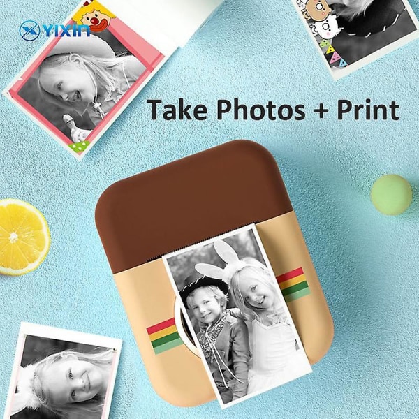 Barnleksaker Bärbar minifotoskrivare Ingen länk med kamerafunktion Barnkamera med 32g minneskort