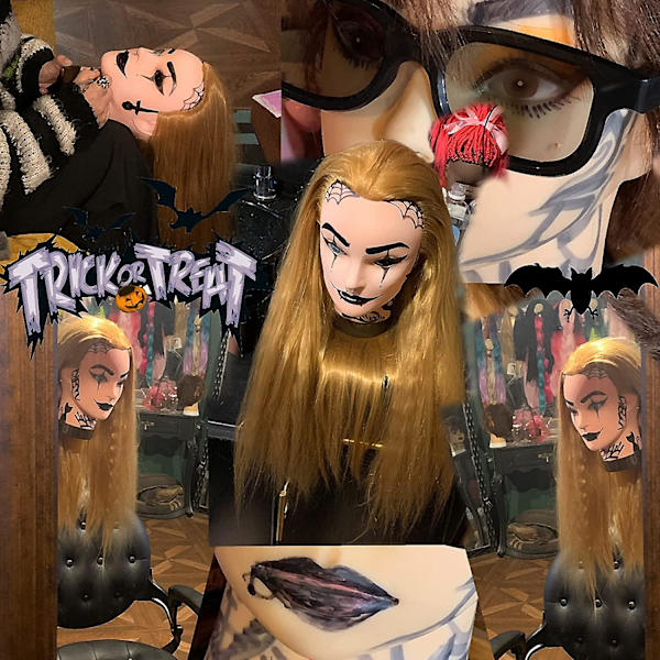 Fiber blond træning hoved frisør salon praksis makeup mannequin hoved