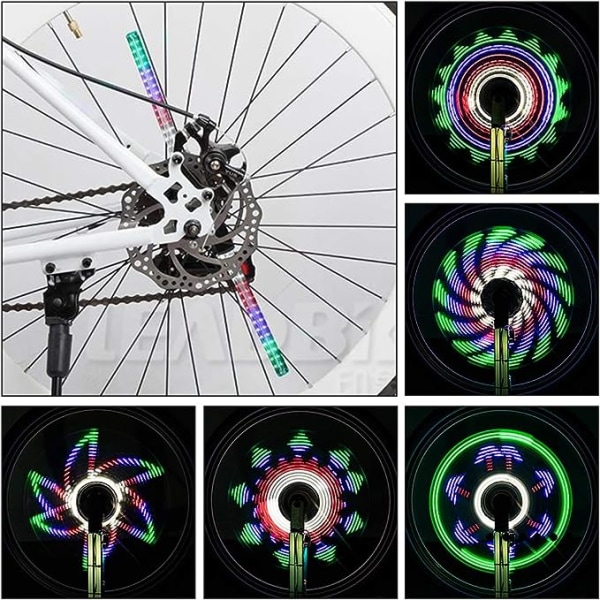 LED cykelhjul, 64 lysdioder 30 forskellige billeder Vandtæt cykelhjulslampe til gør-det-selv cykeldæk over 24"