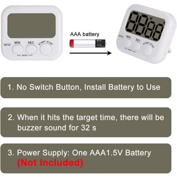 Digital Timer, 2-pak Basic Høj Lydstyrke Alarm Nedtællings Digital Timer Køkken Timer Begivenhed Timer