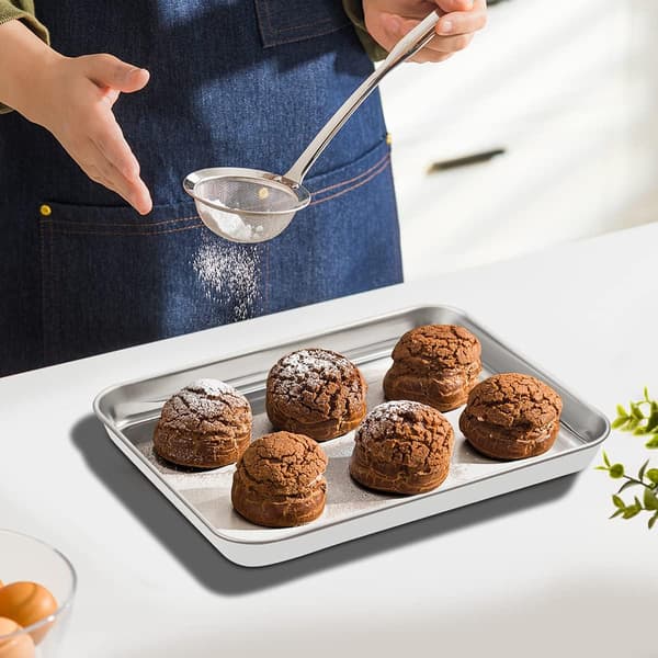 Rektangulær bakeform i rustfritt stål med rist, hjemmebakeform, oppvaskmaskinsikker og holdbar - 14085