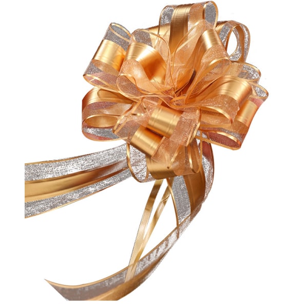 20 styks tegnesløjfebånd tegnesløjfe til bryllupskurv, bånd med stor sløjfeindpakningsboks eller blomsterdekoration bryllupsfest festlig (guld)