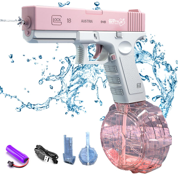 Elektrisk vannpistol leker brast Høytrykk sterk vannsøyle lekepistol Automatisk vann sommer utendørs lek for barn Voksen Pink B