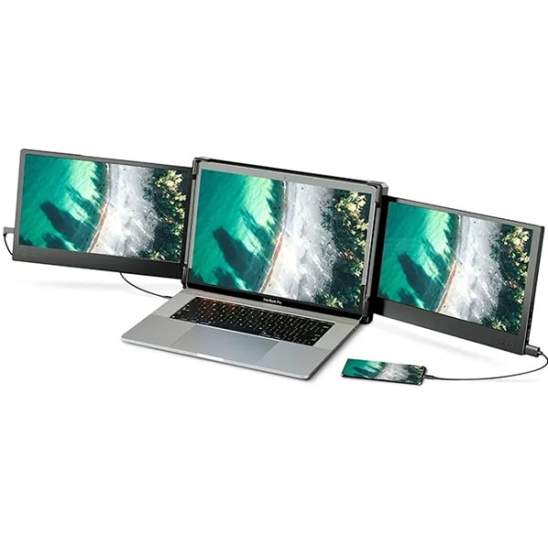 Trippelskärm för bärbar dator, 12 tum bärbar skärm 1080P Plug and Play Skärmskärm för bärbar dator