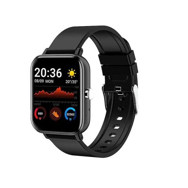 1,54-tums pulsdetektering med full pekskärm utomhus sport smart telefon armband watch Black