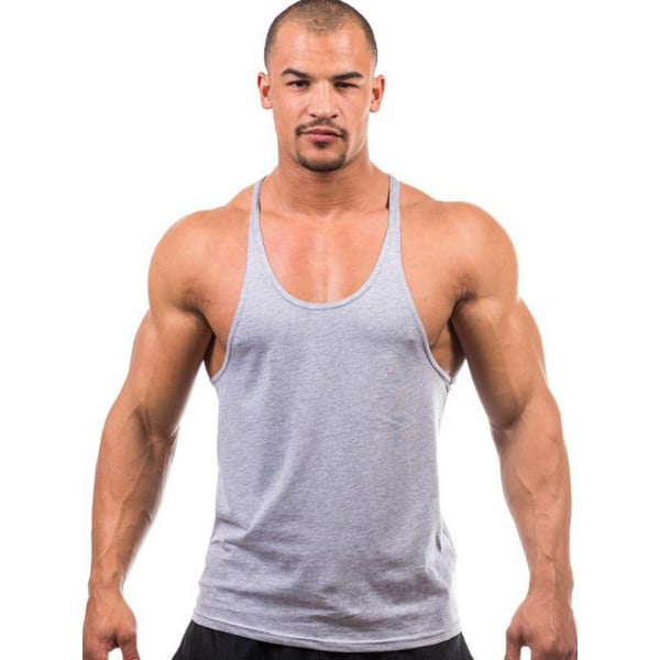 Herre Fitness Gym Tank Top Singlet Bodybuilding Stringers Ærmeløs muskelskjorte (XL)