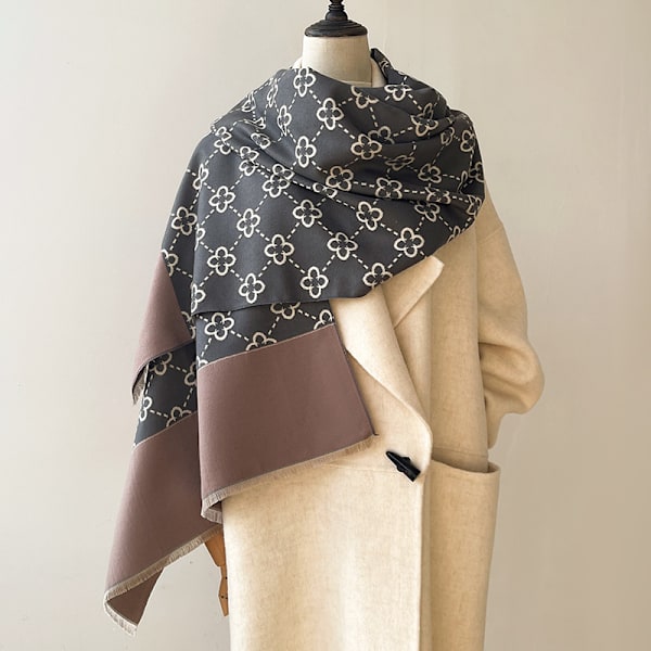 Varm Sjal Kvinna Scarf Cashmere Vinterfilt Sjal Casual Tryckt Resa Cape Sjal 3