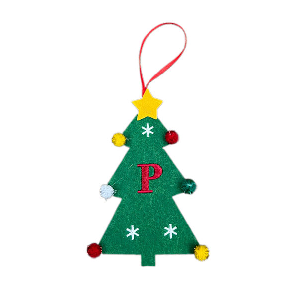 Nye filt juletrpynt 2024 Mini juletrbroderi Engelsk bokstav julepynt Små hengende deler Christmas Tree [P]