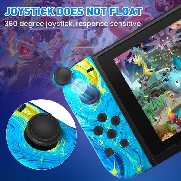 Grå Bluetooth Trådløs Spilcontroller til Nintendo Switch med Wake-up, Dobbelt Vibration, RGB-lys