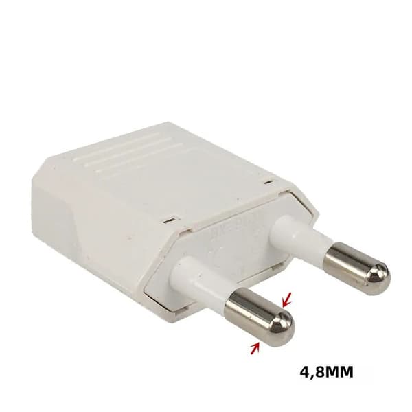 EU til USA Reisepluggadapter 4,8 mm Hvit 2 STK Strømomformer med Overspenningsvern White 2PCS 4.8mm