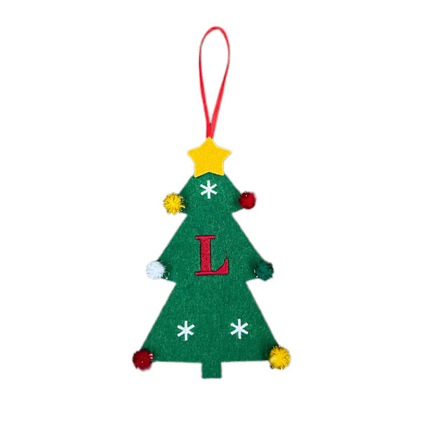 Nye filt juletrpynt 2024 Mini juletrbroderi Engelsk bokstav julepynt Små hengende deler Christmas Tree [L