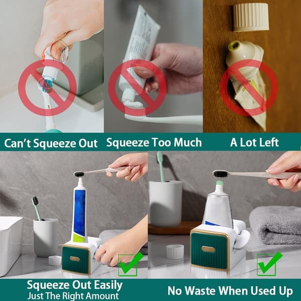 2-pack Tandkrämspress Väggmonterad Tandkrämsdispenser Badrum Rullrör (Grön) B