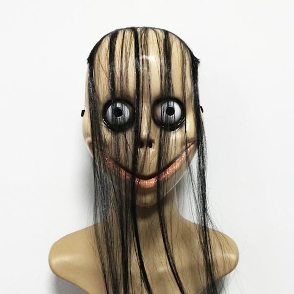 Ny Halloween-skräckmask med långt hår MOMO för dansuppträdande, hela personens rekvisita, rolig mask