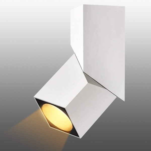 12W loftslys LED-spotlights Justerbar spotlysstang Industrielle loftsspots 355 grader drejelig, varmt hvidt lys, aluminium