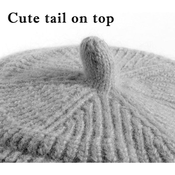 Vinterlue for kvinner - Varm strikket lue med skjerm, fleecefôret varm fleece-beret 3