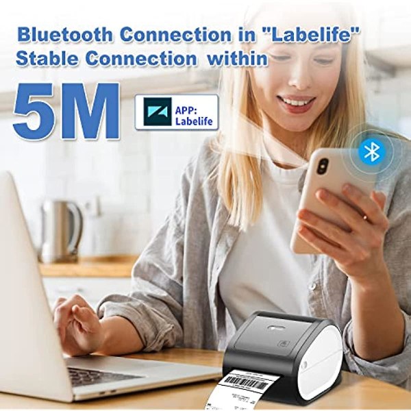 Bluetooth thermal skrivare- D520-bt fraktetikettskrivare 4x6 skrivare för småföretag & paket, streckkod, adressetiketter