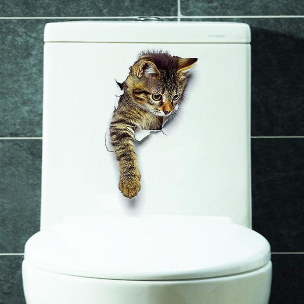 Søt 3d katt veggklistremerke Bad Toalett Stue Hjem Dekor Dekal Bakgrunn Pvc veggklistremerker