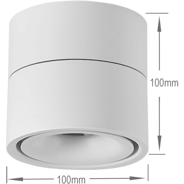 10W LED loftsspots Loftslys, Justerbar lampehusvinkel, justerbare loftsspots, LED loftsbelysning, 10x10x10cm (hvid-6000K)