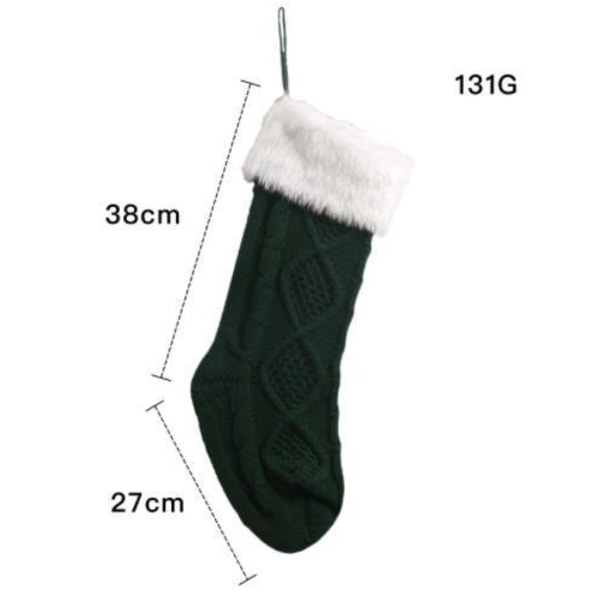 Joulukoriste 2024 Uusi Suuri Plussinen Neulotu Joululahja Lapsille Joululahja Sukat Lahjapussi Ripustus Green [Plush Knit Socks