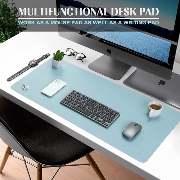 Skrivbordsmatta, Skrivbordsmatta, Skrivbordsmatta 43cm x 90cm, Laptopmatta, Skrivbordsunderlägg för kontor och hem, Dubbelsidig (Ljusblå)