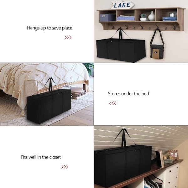 Havemøbelpuder Opbevaringspose, Vandafvisende, Støvbestandig, Anti-UV, Robust 600D Oxfordstof Juletræ Opbevaringsdækning 110x60x35cm(Sort)