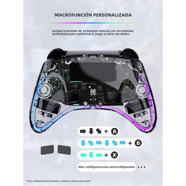 Sort Z01X Trådløs Spilcontroller Kompatibel med Switch, PC, Android og iOS, Gyro, Turbo