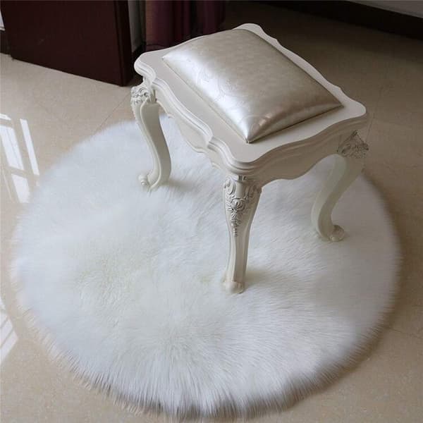 Lammeskinds Tæppe Fluffy Blød Plys Polstring Stol Pude Sofa Pude (Hvid, 45 X 45 cm)