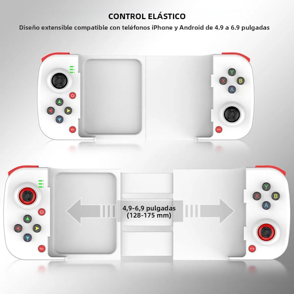 Grå 3D Mobil Spilcontroller, Bluetooth 5.0 Joystick, Kompatibel med iOS og Android, Udtrækkelig Gamepad